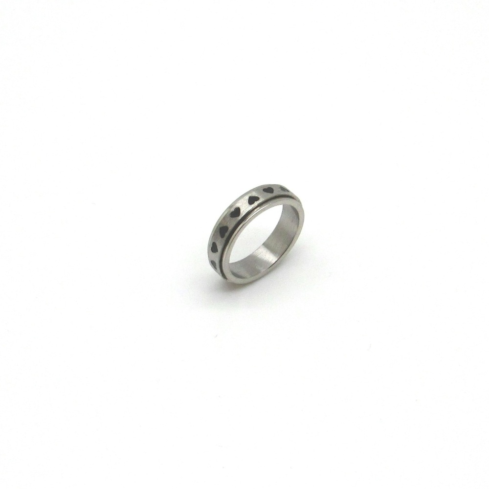 Stainless Steel  Hearts Spinner Ring
